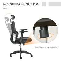 Vinsetto 300 lbs Mesh Office Chair, Ergonomic High Back Swivel Desk Chair with Adjustable Height, Armrest, Lumbar Support and Headrest, Black(m-5)