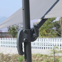 Outsunny 8' x 8' Square Patio Hanging Offset Umbrella Aluminum Outdoor Cantilever Crank Market Parasol Garden Sun Canopy Shelter 360° Rotation w/ Cross Base Grey(m-10)