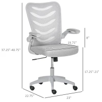Vinsetto Mesh Office Chair Mid Back Task Desk Chair with Lumbar Back Support, Flip-Up Arm, Adjustable Height, Grey(m-3)