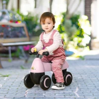 Qaba Baby Balance Bike for 18-36 Months, Toddler No Pedal Ride-on Walking Bike with 4 Wheels Gifts for Boys Girls, Pink(m-7)