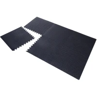 Soozier Interlocking Exercise Foam Mat, 3/8" Thick EVA Tiles with Leaves Pattern & Black Diamond Plate, 23.5" x 23.5"/209 sq ft(m-1)