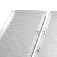 HOMCOM 8' Foldable Handicap Ramp for Home, Steps, Doorways, Aluminum Portable Wheelchair Ramp, Textured Threshold Ramp, Silver(m-8)