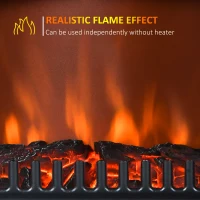 HOMCOM 16" 1500W Compact Freestanding Electric Wood Stove Fireplace Heater With Realistic Flames - Black(m-4)