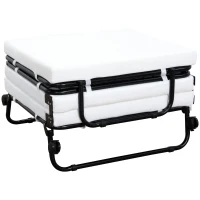 HOMCOM Portable Folding Bed, Single Guest Bed Convertible Sleeper Ottoman with Wheels, Mattress for Bedroom & Office, White(m-1)