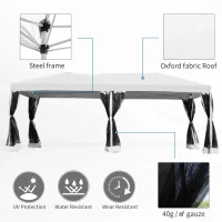 Outsunny 10x20ft Pop Up Party Tent Gazebo  Canopy with 6 Removable Mesh Sidewalls Carry Bag, White(m-7)