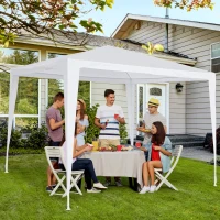 Outsunny 9x9 Ft Portable Canopy Party Tent Gazebo for Weddings Parties Outdoor Sunshade with Dressed Legs, White(m-1)