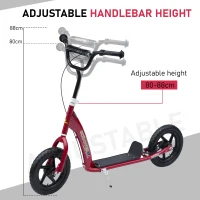HOMCOM Adjustable Kids Pro Stunt Scooter Children Street Bike Bicycle Ride On with 12” Tire (Red)(m-5)