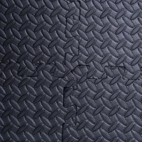 Soozier Interlocking Exercise Foam Mat, 3/8" Thick EVA Tiles with Leaves Pattern & Black Diamond Plate, 23.5" x 23.5"/209 sq ft(m-9)