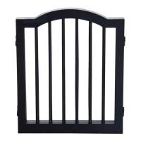 Pawhut Wooden Dog Gate Stepover Panel  Indoor Foldable Pet Fence Folding Safety Barrier (Black)(m-8)