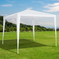 Outsunny 9x9 Ft Portable Canopy Party Tent Gazebo for Weddings Parties Outdoor Sunshade with Dressed Legs, White(m-7)