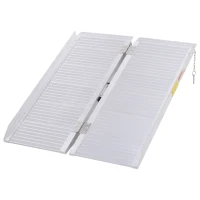 HOMCOM 3' Foldable Handicap Ramp for Home, Steps, Doorways, Aluminum Portable Wheelchair Ramp, Textured Threshold Ramp, Silver(m-1)