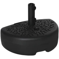 Outsunny Half Round Umbrella Base Fillable Patio Umbrella Stand Holder for Lawn, Deck, Backyard, Garden, 40 lb Water or 46 lb Sand, Black(m-2)