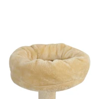 Pawhut Luxury 52Inch Cat Scratching Tree Condo Pet Bed Furniture Kitten Scratch Activity Center with HAMMOCK, Beige(m-9)