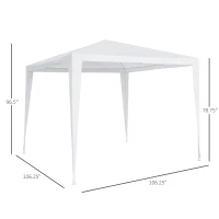 Outsunny 9x9 Ft Portable Canopy Party Tent Gazebo for Weddings Parties Outdoor Sunshade with Dressed Legs, White(m-3)