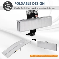 HOMCOM 8' Foldable Handicap Ramp for Home, Steps, Doorways, Aluminum Portable Wheelchair Ramp, Textured Threshold Ramp, Silver(m-5)