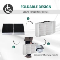 HOMCOM 2' Portable Wheelchair Ramp Aluminum Threshold Mobility Single-fold for Scooter with Carrying Handle(m-5)