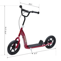 HOMCOM Adjustable Kids Pro Stunt Scooter Children Street Bike Bicycle Ride On with 12” Tire (Red)(m-3)