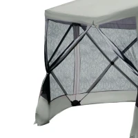 Outsunny 6-Sided Hexagon Pop Up Party Tent Gazebo with Mesh Netting Walls & Shaded Interior, 12' x 12', Beige(m-8)