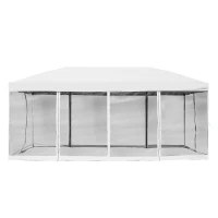 Outsunny 10x20ft Pop Up Party Tent Gazebo  Canopy with 6 Removable Mesh Sidewalls Carry Bag, White(m-9)
