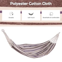 Outsunny Outdoor Hammock 83"x59" Bed Swing Chair, Patio Lounge Garden Camping Hiking Travel Hammock Only for Backyard, Purple(m-4)
