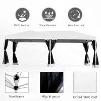 Outsunny 10x20ft Pop Up Party Tent Gazebo  Canopy with 6 Removable Mesh Sidewalls Carry Bag, White(m-5)