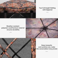 Outsunny 6-Sided Hexagon Pop Up Party Tent Gazebo with Mesh Netting Walls & Shaded Interior, 12' x 12', Camouflage(m-5)