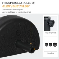 Outsunny Half Round Umbrella Base Fillable Patio Umbrella Stand Holder for Lawn, Deck, Backyard, Garden, 40 lb Water or 46 lb Sand, Black(m-8)