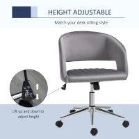 Vinsetto Office Chair Upholstered Open Back Velvet Fabric Swivel Computer Desk Chair with Arms and Adjustable Height, Grey(m-4)