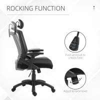 Vinsetto Office Chair Comfortable Mesh Task High Back Adjustable 360° Rotating Seat with Headrest and Armrest Black(m-6)