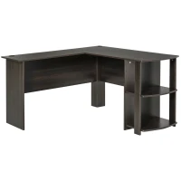 HOMCOM L-Shaped Desk, Computer Corner Desk, PC Table with 2 Storage Shelves, Home Office Workstation, Brown(m-2)