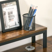 HOMCOM L-Shaped Computer Desk Home Office Corner Desk Study Workstation Table with Storage Shelves Cable Grommet, Rustic Brown(m-9)