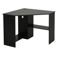 HOMCOM Corner Computer Desk with Storage Shelf, Writing Table Study Workstation for Home Office,Black(m-2)
