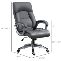 Vinsetto High Back Office Chair Swivel Executive PU Leather Chair, with Adjustable Height, Deep Grey(m-3)