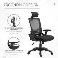 Vinsetto Office Chair Comfortable Mesh Task High Back Adjustable 360° Rotating Seat with Headrest and Armrest Black(m-7)