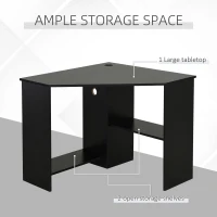 HOMCOM Corner Computer Desk with Storage Shelf, Writing Table Study Workstation for Home Office,Black(m-4)