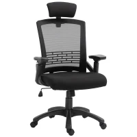 Vinsetto Office Chair Comfortable Mesh Task High Back Adjustable 360° Rotating Seat with Headrest and Armrest Black(m-2)