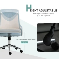 Vinsetto Office Chair Velvet Fabric Leisure Chair Rocking Armless Task Chair with Swivel Wheels Soft Seat Computer Chair for office Work Vanity Table Chair(m-4)