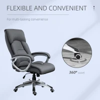 Vinsetto High Back Office Chair Swivel Executive PU Leather Chair, with Adjustable Height, Deep Grey(m-6)