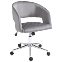 Vinsetto Office Chair Upholstered Open Back Velvet Fabric Swivel Computer Desk Chair with Arms and Adjustable Height, Grey(m-2)