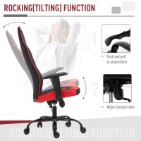 Vinsetto Racing Gaming Chair, High Back Office Chair, Computer Gamer Chair on Wheels, Tilt, Adjustable Height, Red(m-6)