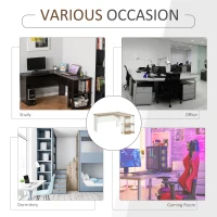 HOMCOM L-Shaped Corner Computer Desk Wood PC Workstation Laptop Table with 2 Storage Shelves Space Saving Home Office Walnut Brown(m-7)