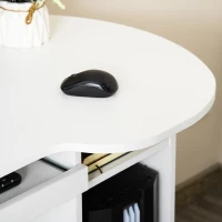 HOMCOM Computer Desk with Storage, Home Office Laptop Table with Shelves and Drawers, Modern Workstation Desk with Keyboard Tray for Study, Living Room, White(m-9)