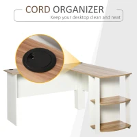 HOMCOM L-Shaped Corner Computer Desk Wood PC Workstation Laptop Table with 2 Storage Shelves Space Saving Home Office Walnut Brown(m-6)