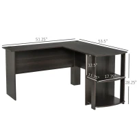 HOMCOM L-Shaped Desk, Computer Corner Desk, PC Table with 2 Storage Shelves, Home Office Workstation, Brown(m-3)