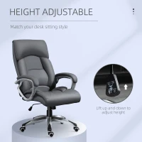Vinsetto High Back Office Chair Swivel Executive PU Leather Chair, with Adjustable Height, Deep Grey(m-4)