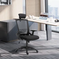 Vinsetto Office Chair Comfortable Mesh Task High Back Adjustable 360° Rotating Seat with Headrest and Armrest Black(m-1)
