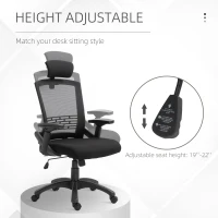 Vinsetto Office Chair Comfortable Mesh Task High Back Adjustable 360° Rotating Seat with Headrest and Armrest Black(m-4)