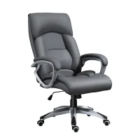 Vinsetto High Back Office Chair Swivel Executive PU Leather Chair, with Adjustable Height, Deep Grey(m-2)