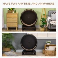 PawHut Round Hamster-Wheel Style Cat Exercise Wheel with Carpet Runway, Wooden Sisal-Covered with Unique Design Grey Brown(m-6)