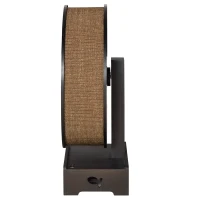 PawHut Round Hamster-Wheel Style Cat Exercise Wheel with Carpet Runway, Wooden Sisal-Covered with Unique Design Grey Brown(m-9)